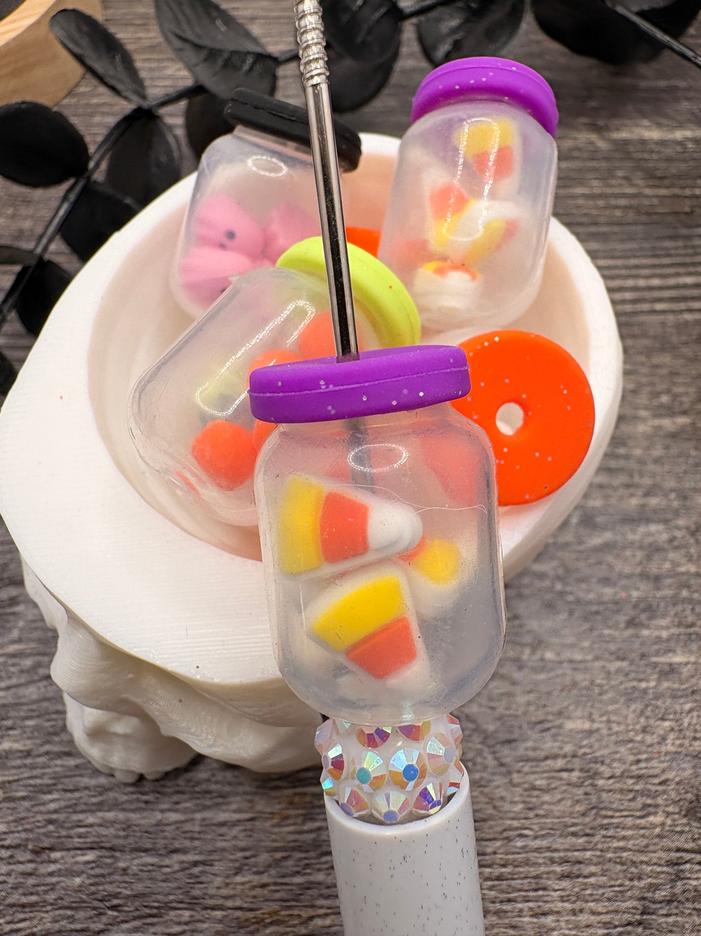 Halloween Jar 3D bead, Silicone focal, silicone bead for pens, crafting beads, supply focal, 26.5mm, 1pc