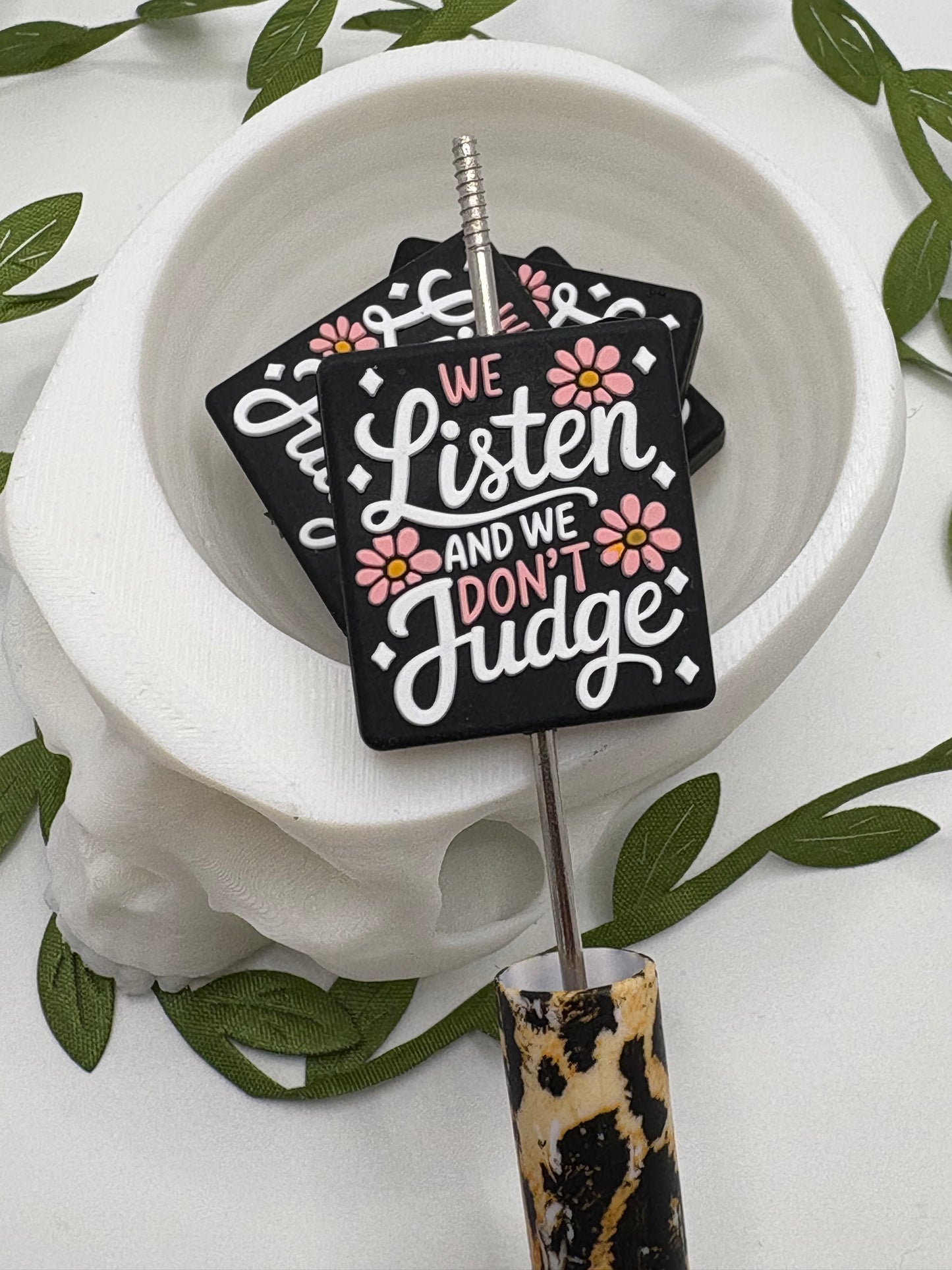 Don't Judge funny bead, bead for pens, crafting beads, supplies, focal, supply bead, focal beadable items, 1pc, 28.5mm