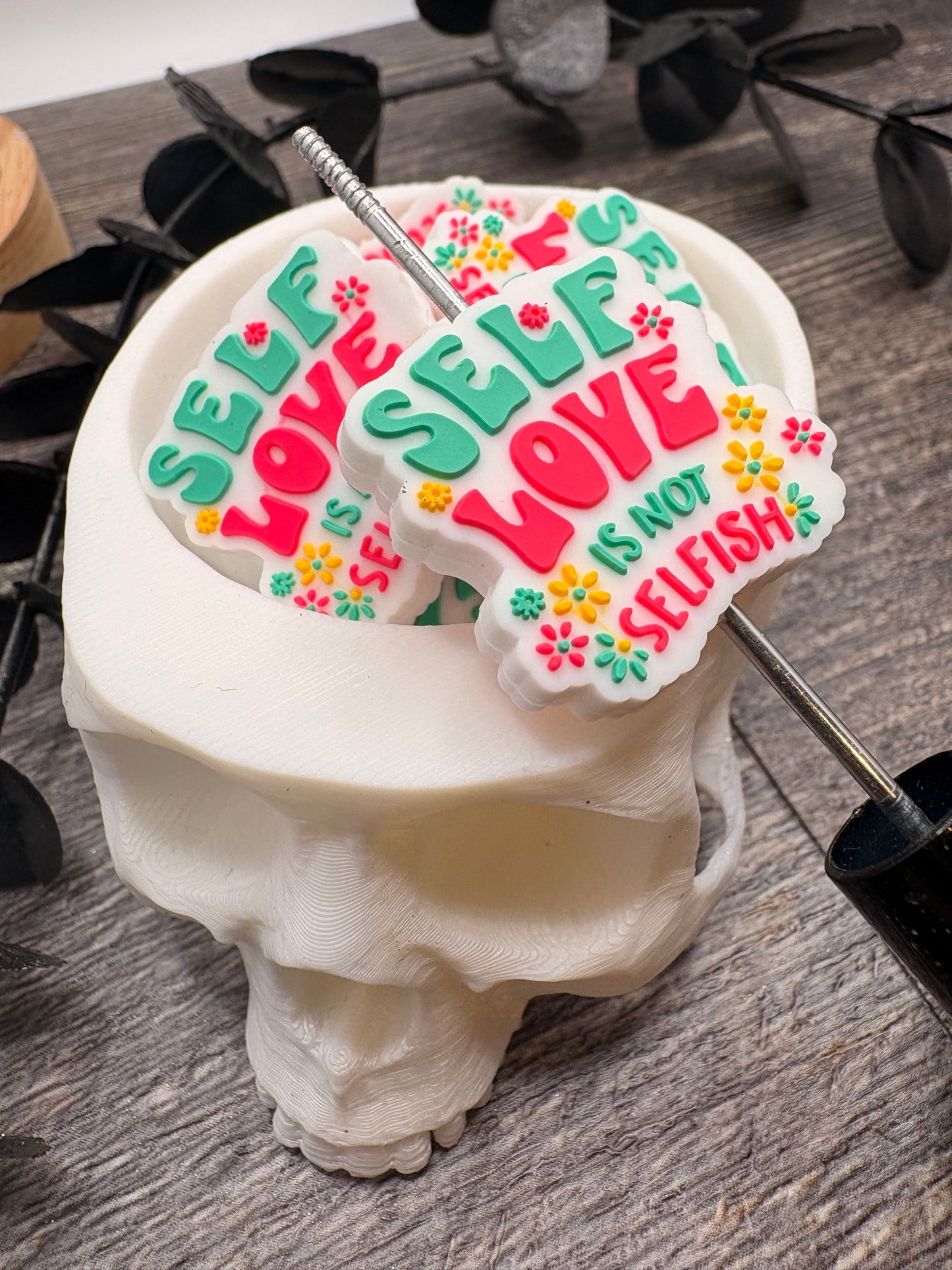 Self Love focal bead, silicone bead, silicone bead for pens, crafting beads, supplies focal, silicone supply bead 30mm