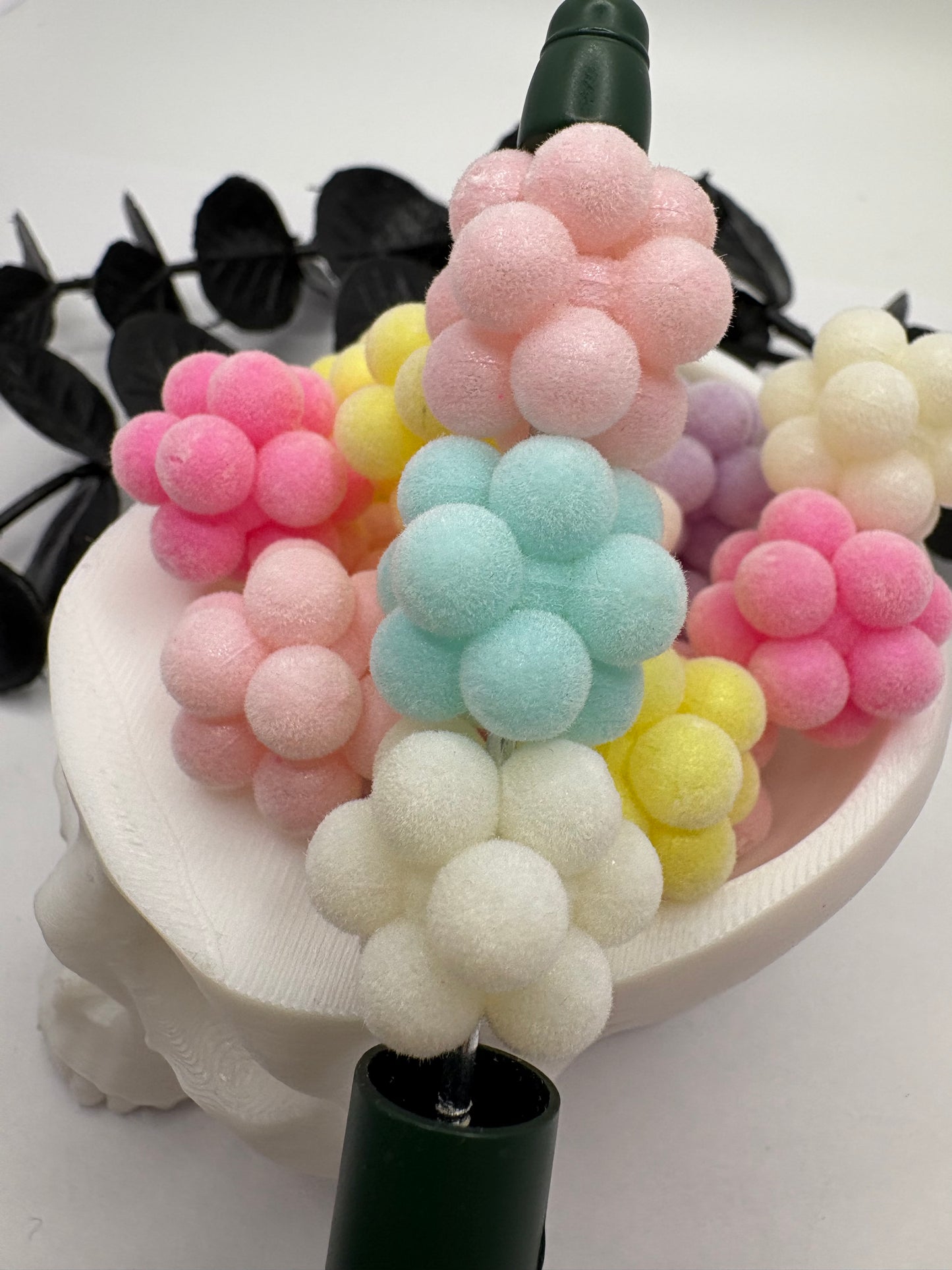 Flocked Bumpy Beads, acrylic fur beads for pens, beading supplies, beading, 16.5mm color mix