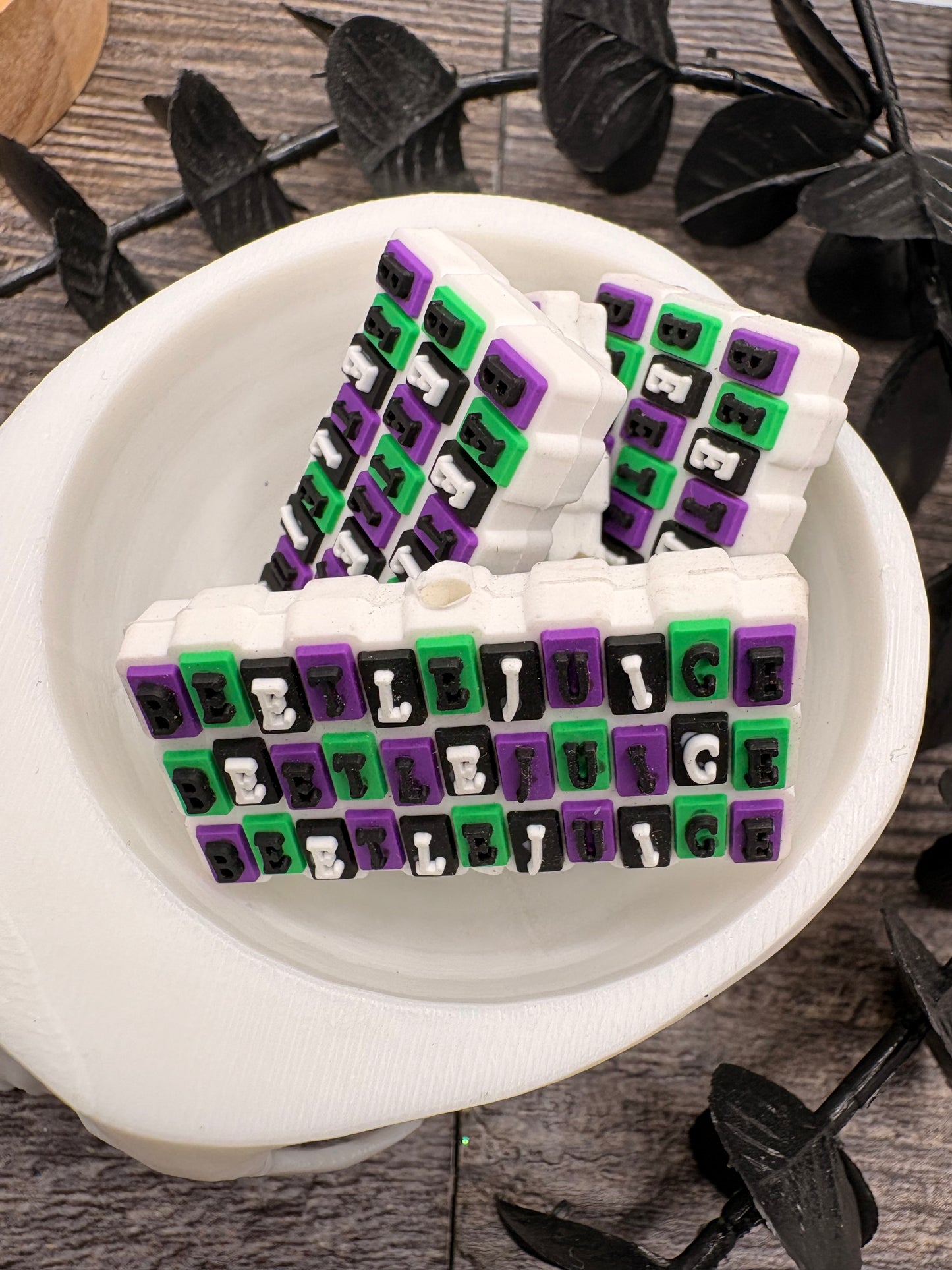 Beetlejuice banner bead, Silicone focal, silicone bead for pens, crafting beads, supply focal, 21.7mm, 1pc