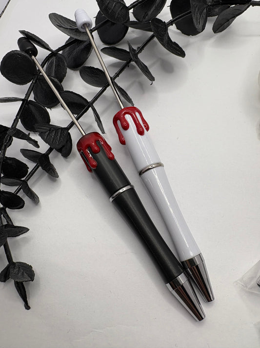 Red Drip Pen blank: Beadable black ink, pen for beading crafts