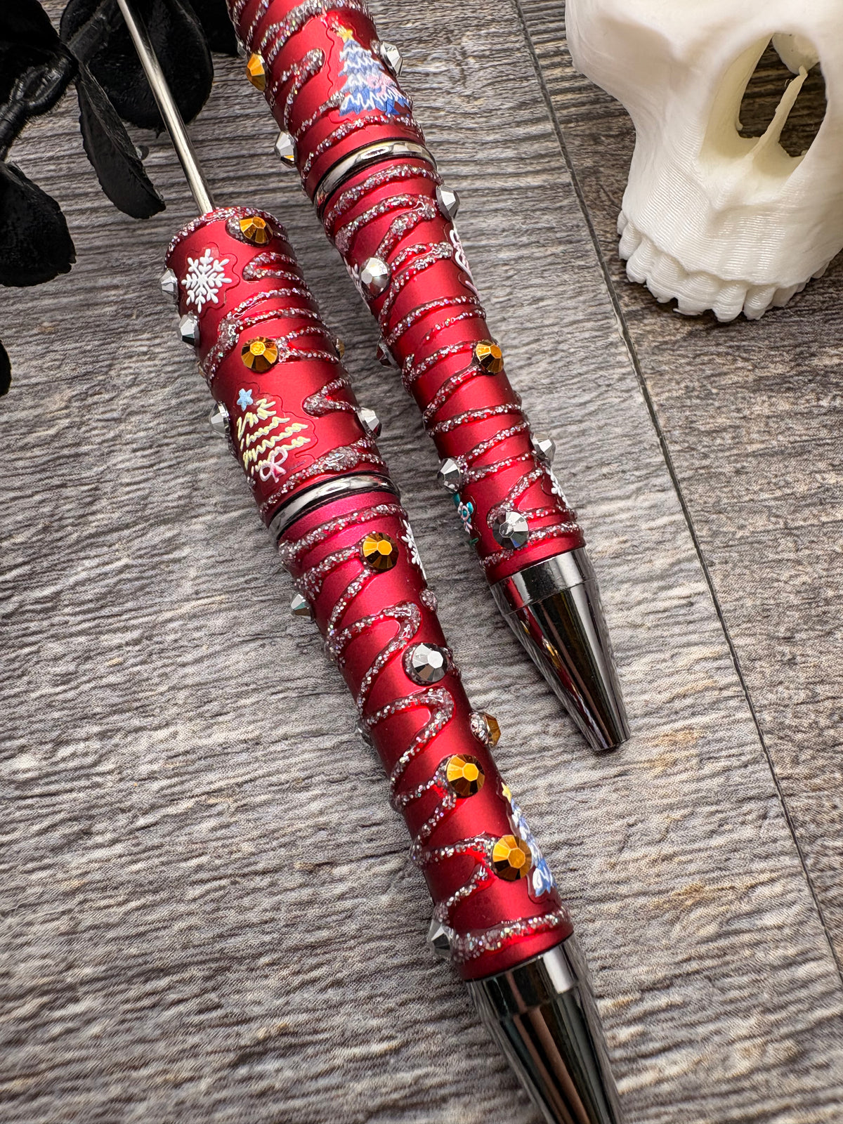 Christmas Bling Pen blank: Beadable black ink, pen for beading crafts