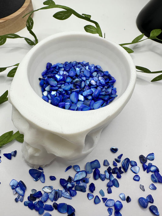Dark Blue shell chip mix, filler, crafting chips, natural shell mix glossed chips, resin fillers, candle making supplies 1oz by weight