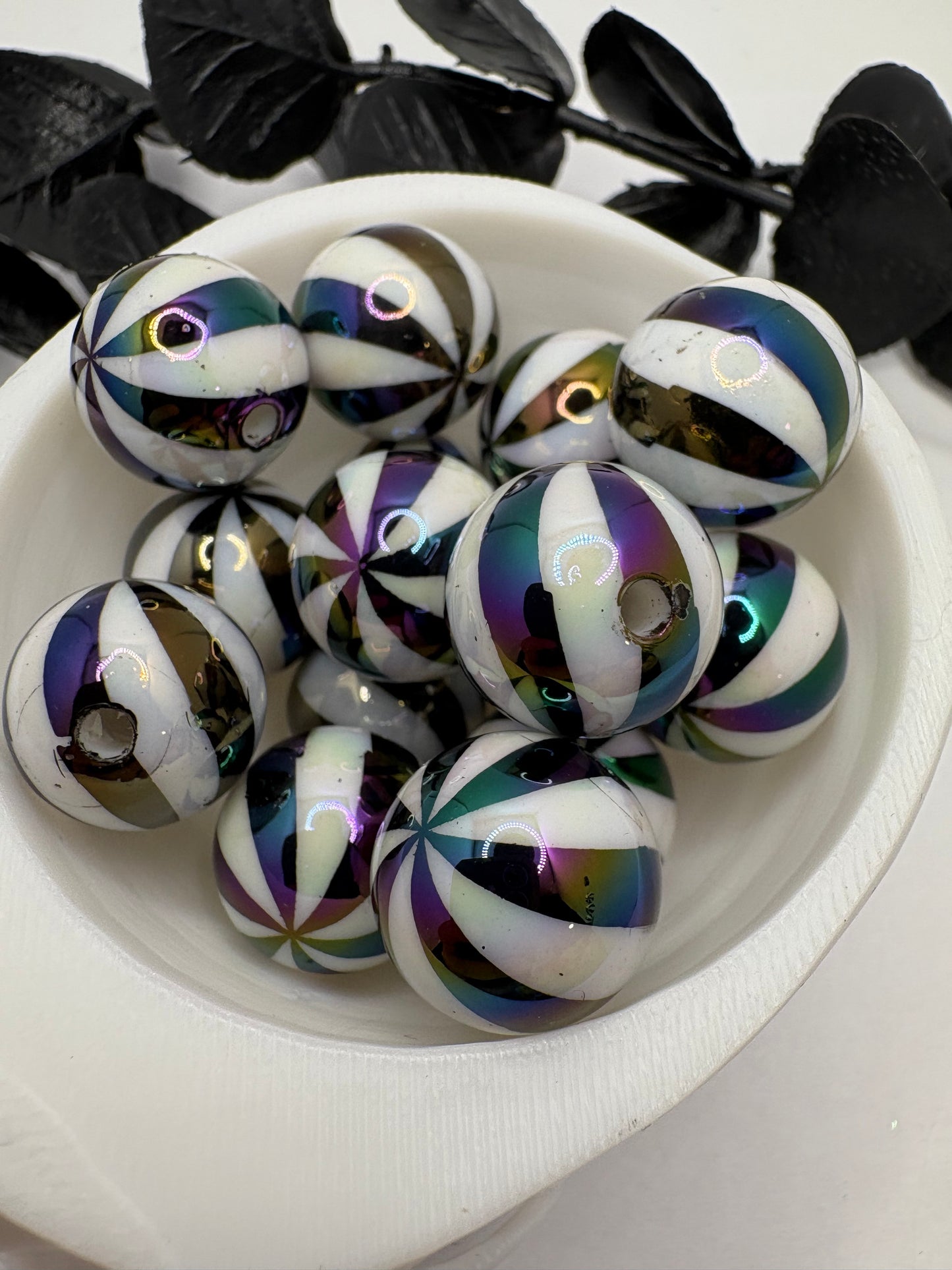 Striped Halloween bubblegum bead, acrylic 15.5mm beads for pens, beading supplies, beading, striped 5pc