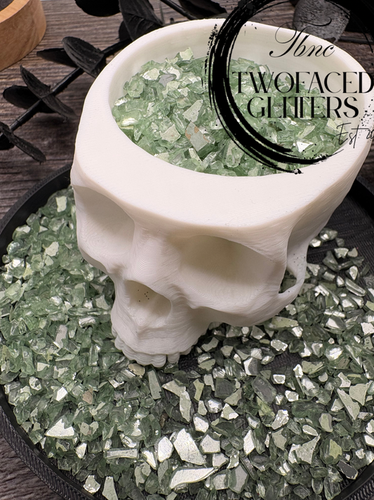 Green: Translucent Crushed glass, resin fillers, candle making supplies 1oz by weight, crushed glass for crafting