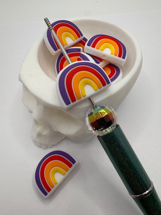 Plain pride rainbow, Silicone focal bead, cute bead for pens, bead for beadable items, bead double sided silicone bead 18mm