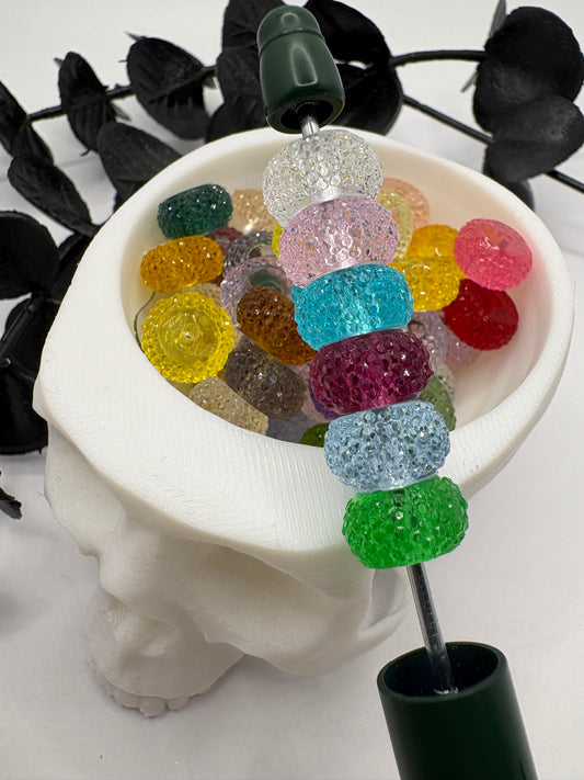 11.5mm Transparent mixed disc acrylic spacer, beads for pens, beading supplies, 10pc spacers, jewelry making