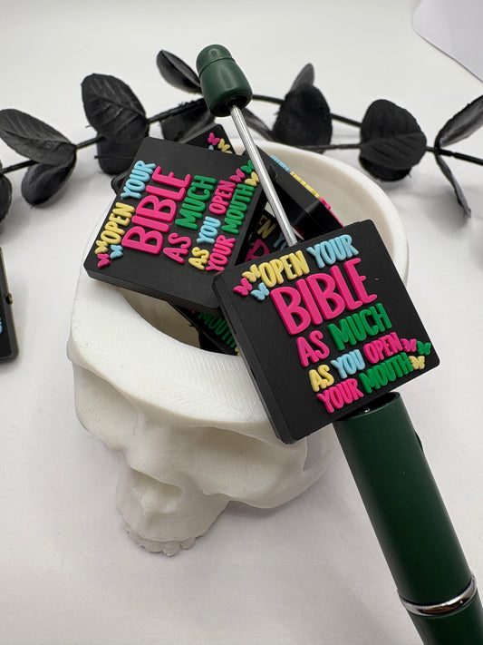 Funny Bible book humor, Silicone focal bead, cute bead for pens, double sided print 27.5mm, 1pc