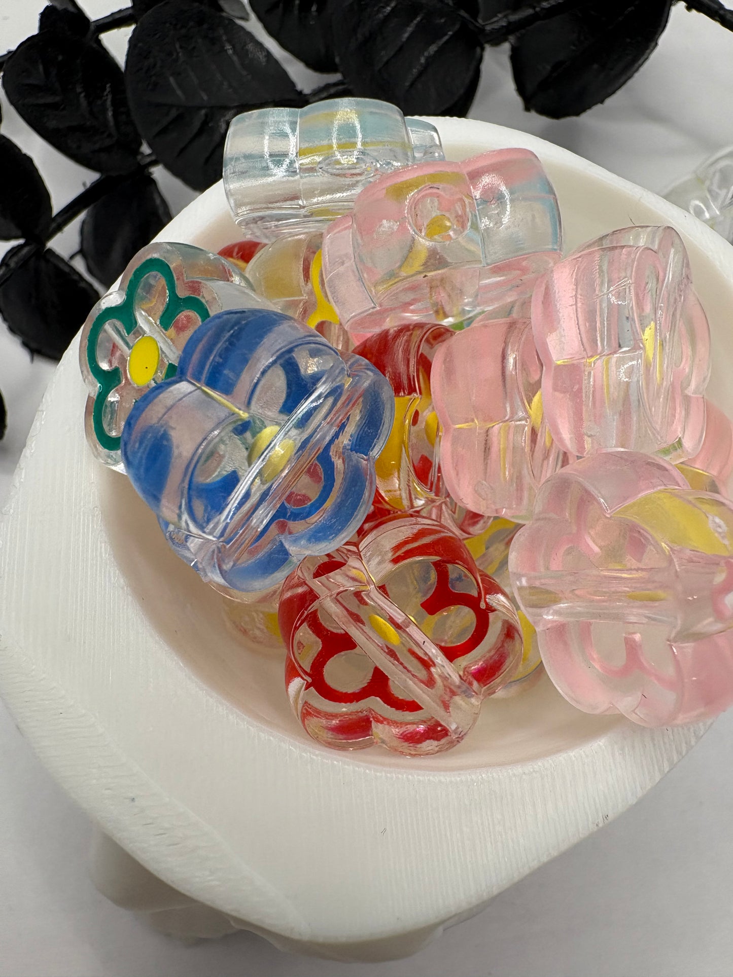 Little Flower mix beads, acrylic 19.5mm beads for pens, beading supplies, mix colored flowers 5pc