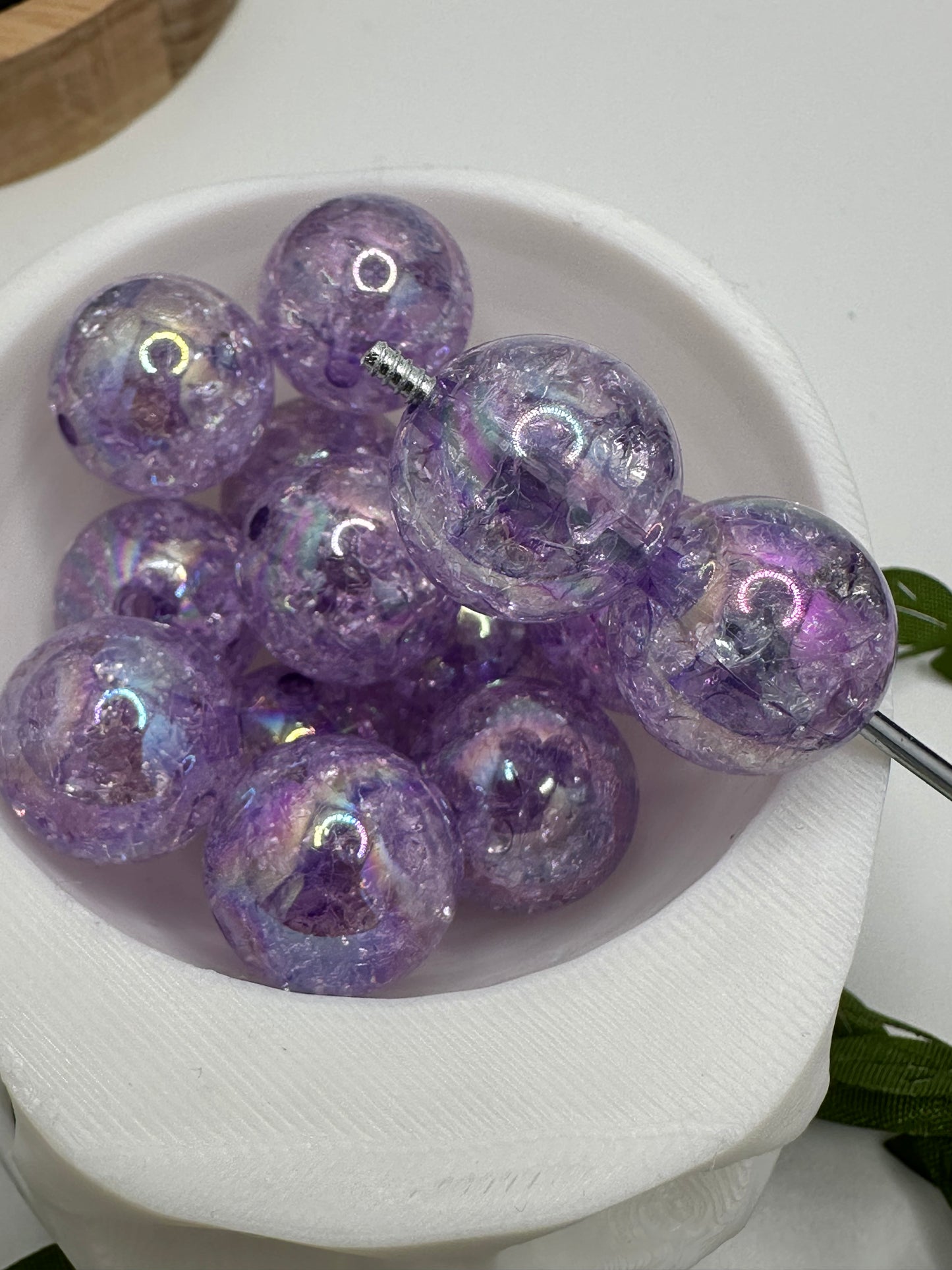 Purple Crackle bubblegum bead, acrylic 15.5mm beads for pens, beading supplies, beading, crackle effect