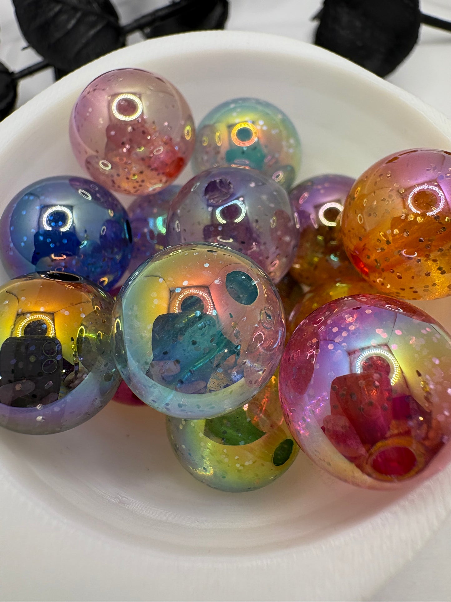 Transparent Glitter mix bubblegum bead, acrylic 15.5mm beads for pens, beading supplies, acrylic beads