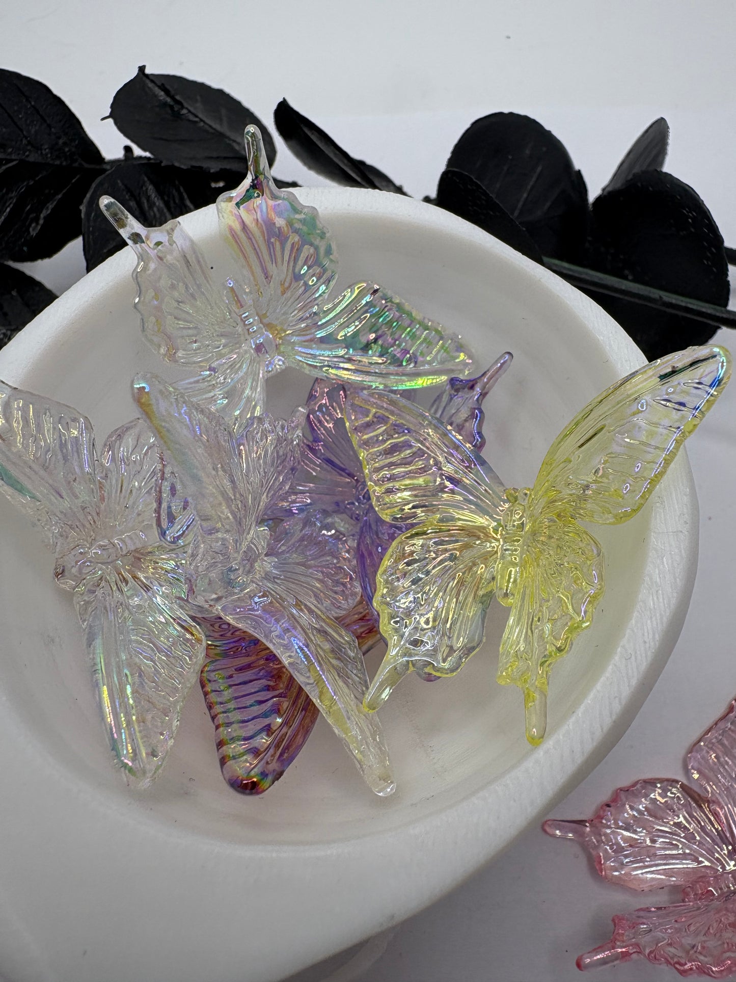 Butterfly 5pc color mix bead, acrylic beads for pens, beading supplies, 32.5mm, beads for keychain