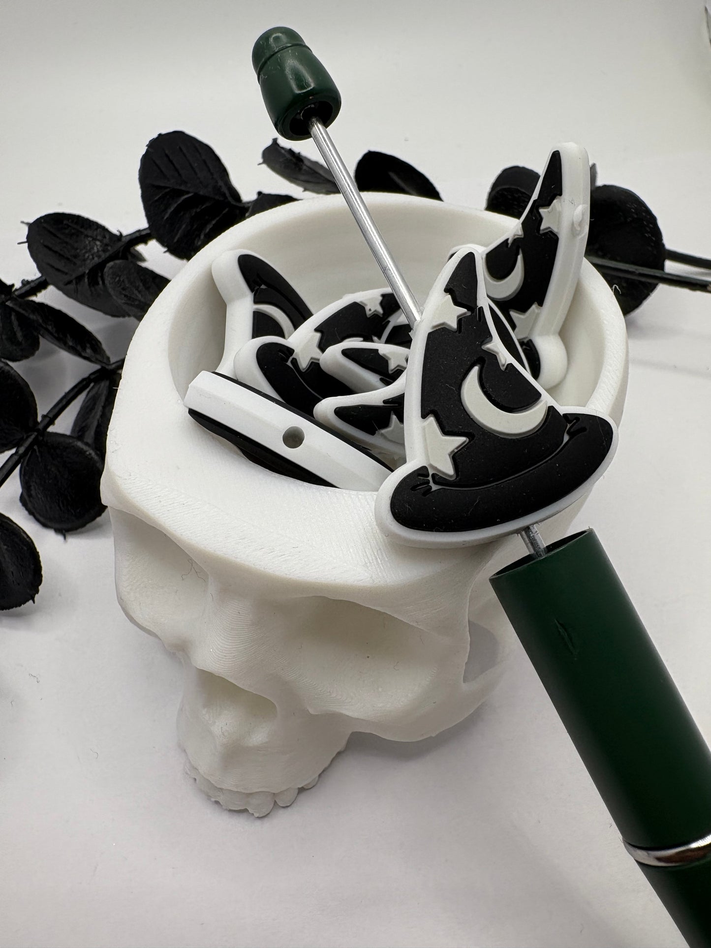 Wizard Silicone Hat Bead, Silicone focal bead, cute bead for pens, double sided print 30.5mm, 1pc