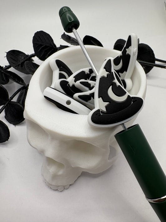 Wizard Silicone Hat Bead, Silicone focal bead, cute bead for pens, double sided print 30.5mm, 1pc