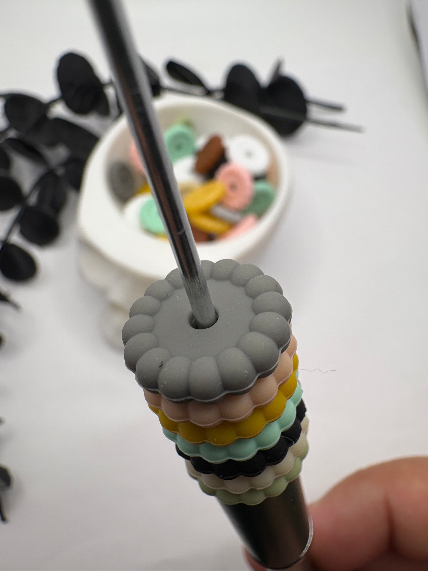 Silicone Disc bead spacer mix, 14.5mm beads for pens, beading supplies, beading, 10pc spacers