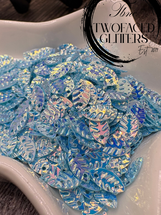 Steel Blue: holographic leaf sequins, 10g Wt.