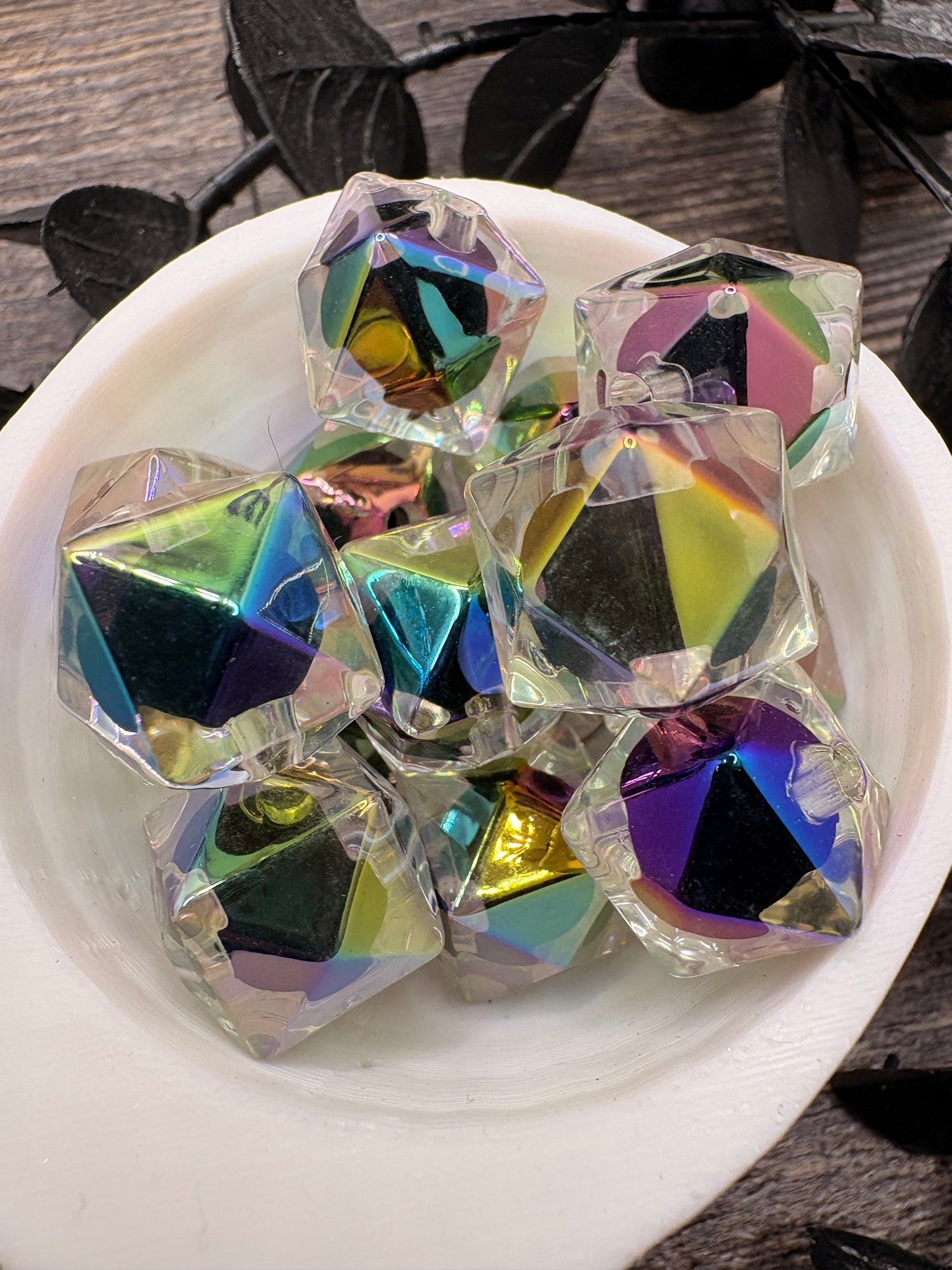 Double Hexagon Holo bead, acrylic 15.5mm beads for pens, beading supplies, acrylic beads