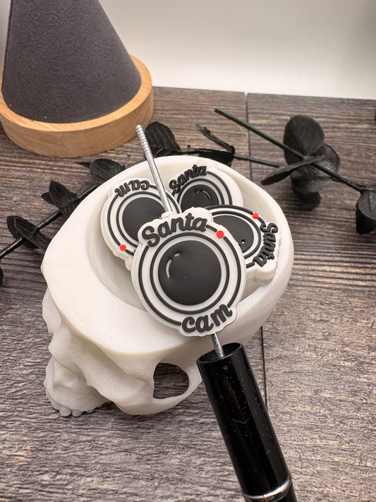 Holiday Camera Bead, Silicone focal, silicone bead for pens, crafting beads, supply, focal, 30mm