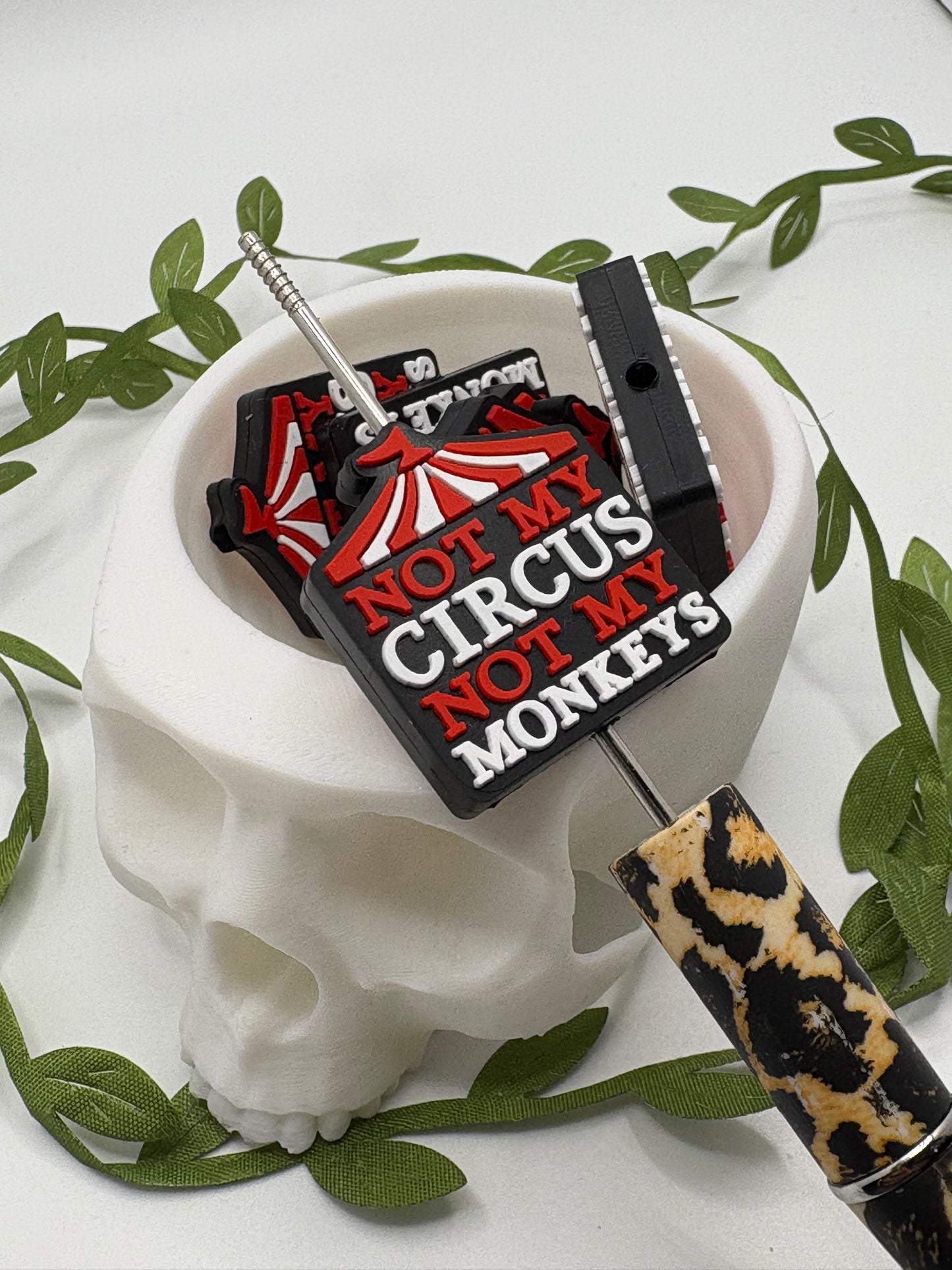 Not my circus funny bead, bead for pens, crafting beads, supplies, focal, supply bead, focal beadable items, 1pc, 30mm