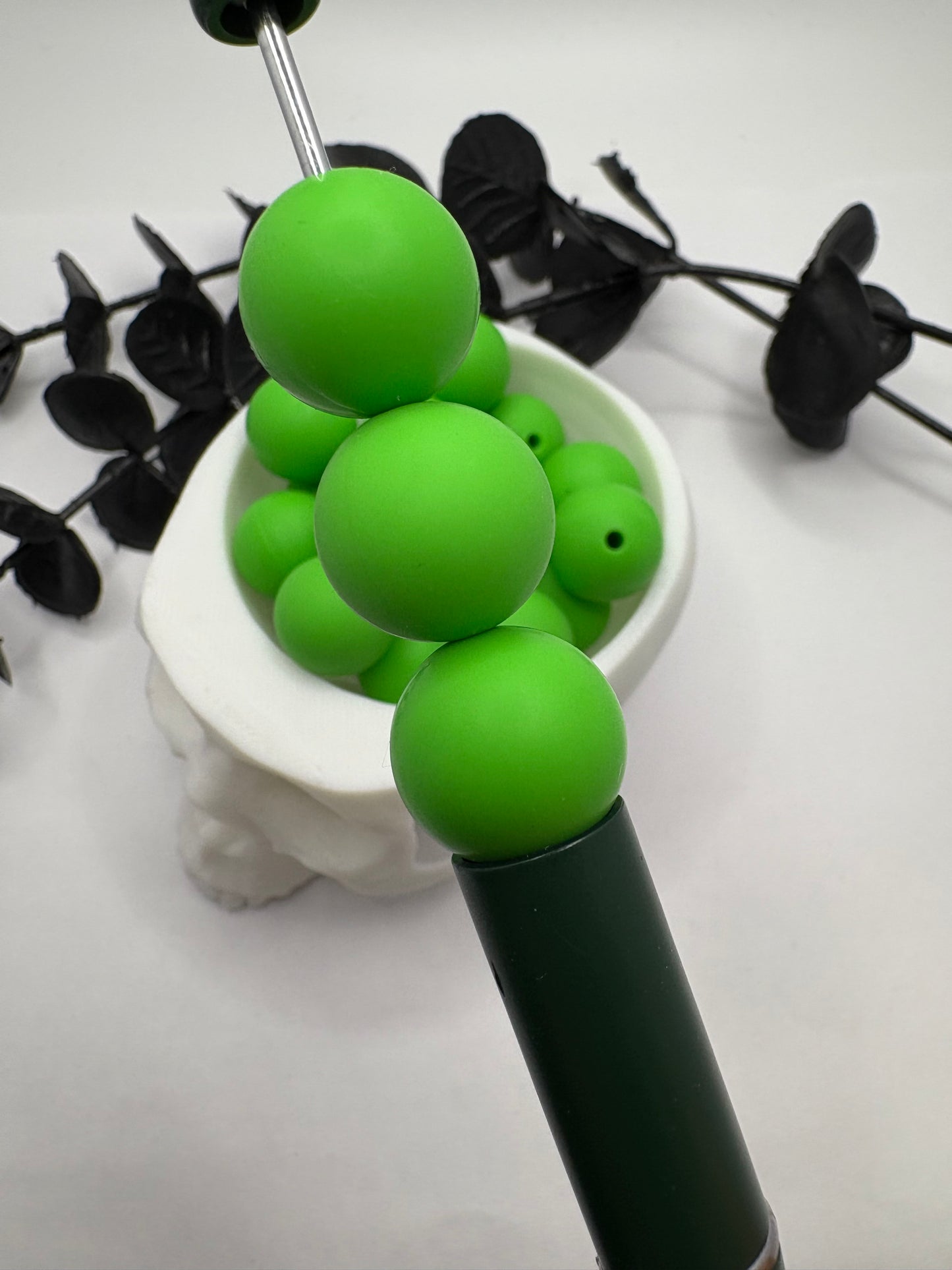 Silicone Green bead, 15mm beads for pens, beading supplies, beading, pvc silicone beads