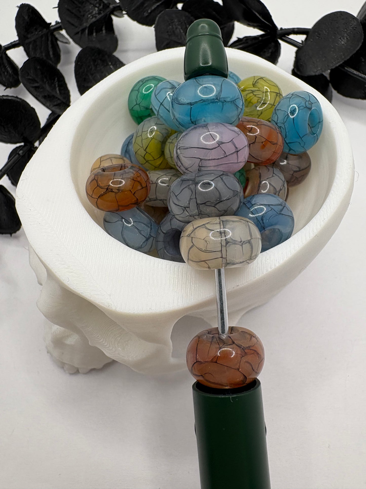 14mm Cracked Abacus acrylic spacer, beads for pens, beading supplies, beading, 5pc spacers, jewelry making