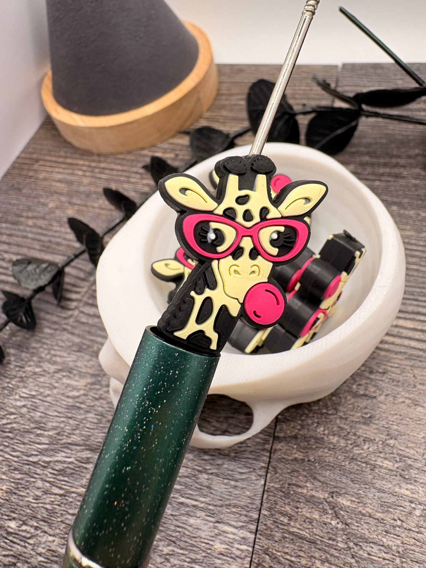 Giraffe bubblegum bead, Silicone focal, silicone bead for pens, crafting beads, supply focal, 29.5mm, 1pc