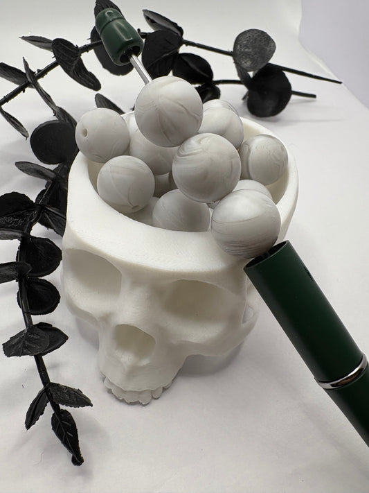 Silicone Grey Marble bead, 15mm beads for pens, beading supplies, beading, pvc silicone beads