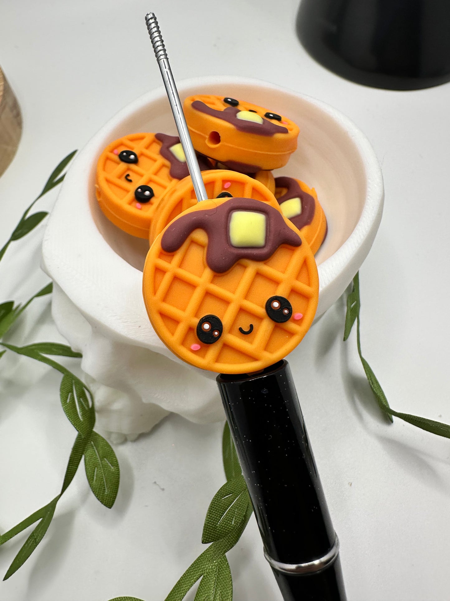 Cute Waffles focal bead, silicone bead, silicone bead for pens, crafting beads, supplies, focal, silicone supply bead 27mm