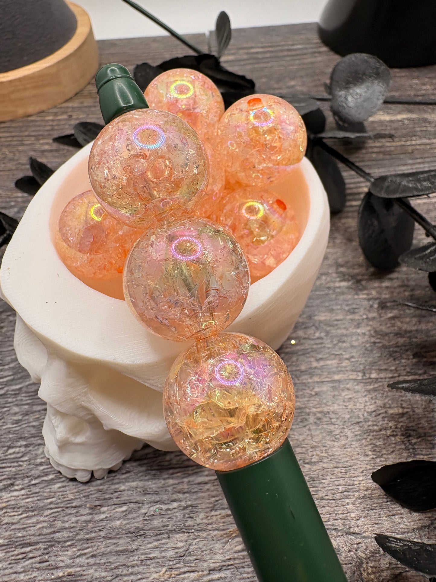 Peach Crackle Acrylic Beads: 20mm, 10pc