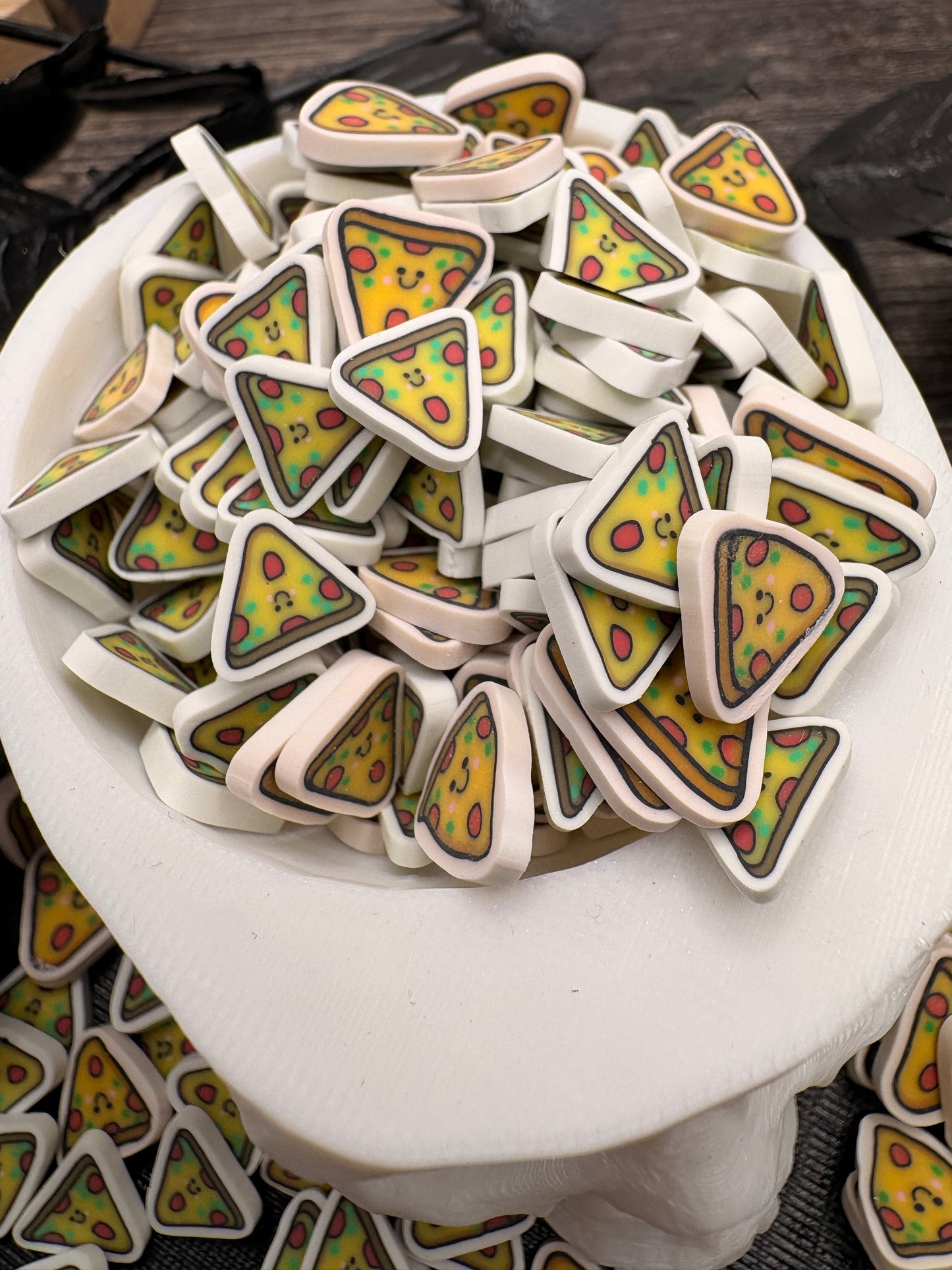 Clay Pizza Slice: Polymer Clay Filler pieces, .5oz Wt.