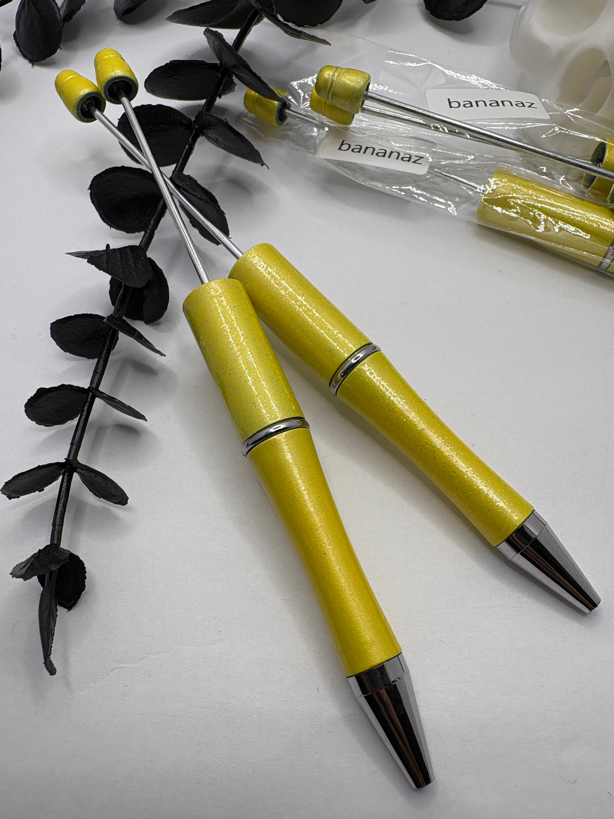 Beadable pen blanks, Beadable black ink, pen for silicone beads, for acrylic beads, pens for crafting, beadable blanks supplies