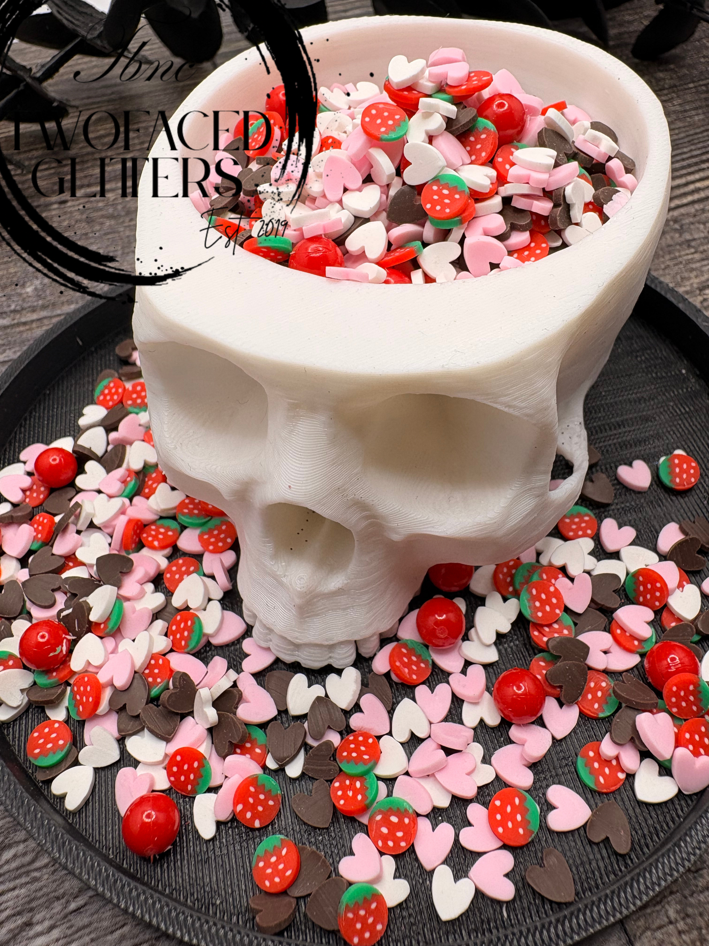 Choc. Strawberry Filler: Mixed Media clay filler, resin accents, cute shaker fillers, crafting additives 1oz Wt
