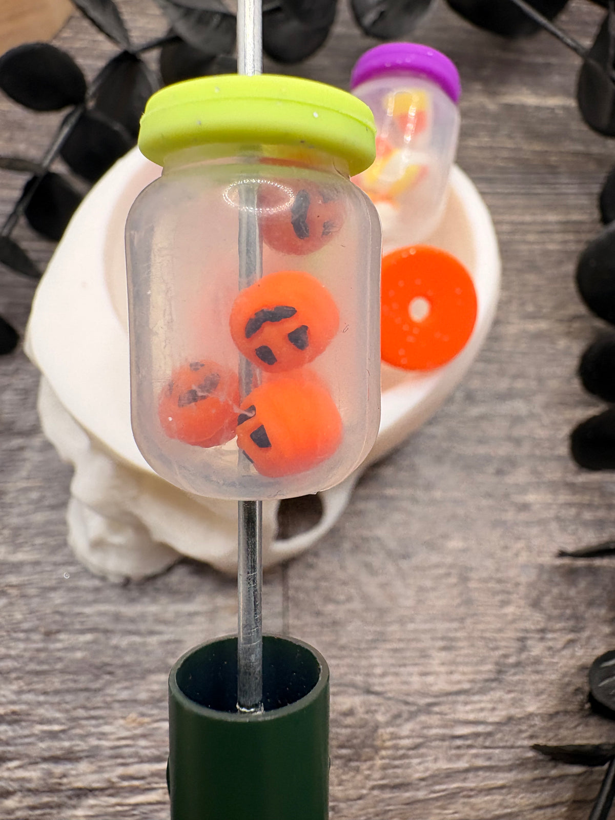 Halloween Jar 3D bead, Silicone focal, silicone bead for pens, crafting beads, supply focal, 26.5mm, 1pc