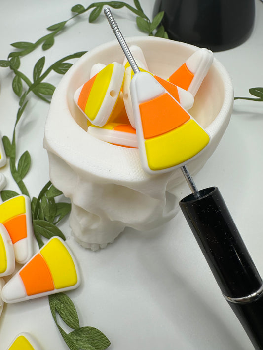 Candy Corn bead, bead for pens, crafting beads, supplies, focal, supply bead, silicone focal beadable items, 1pc, 29mm