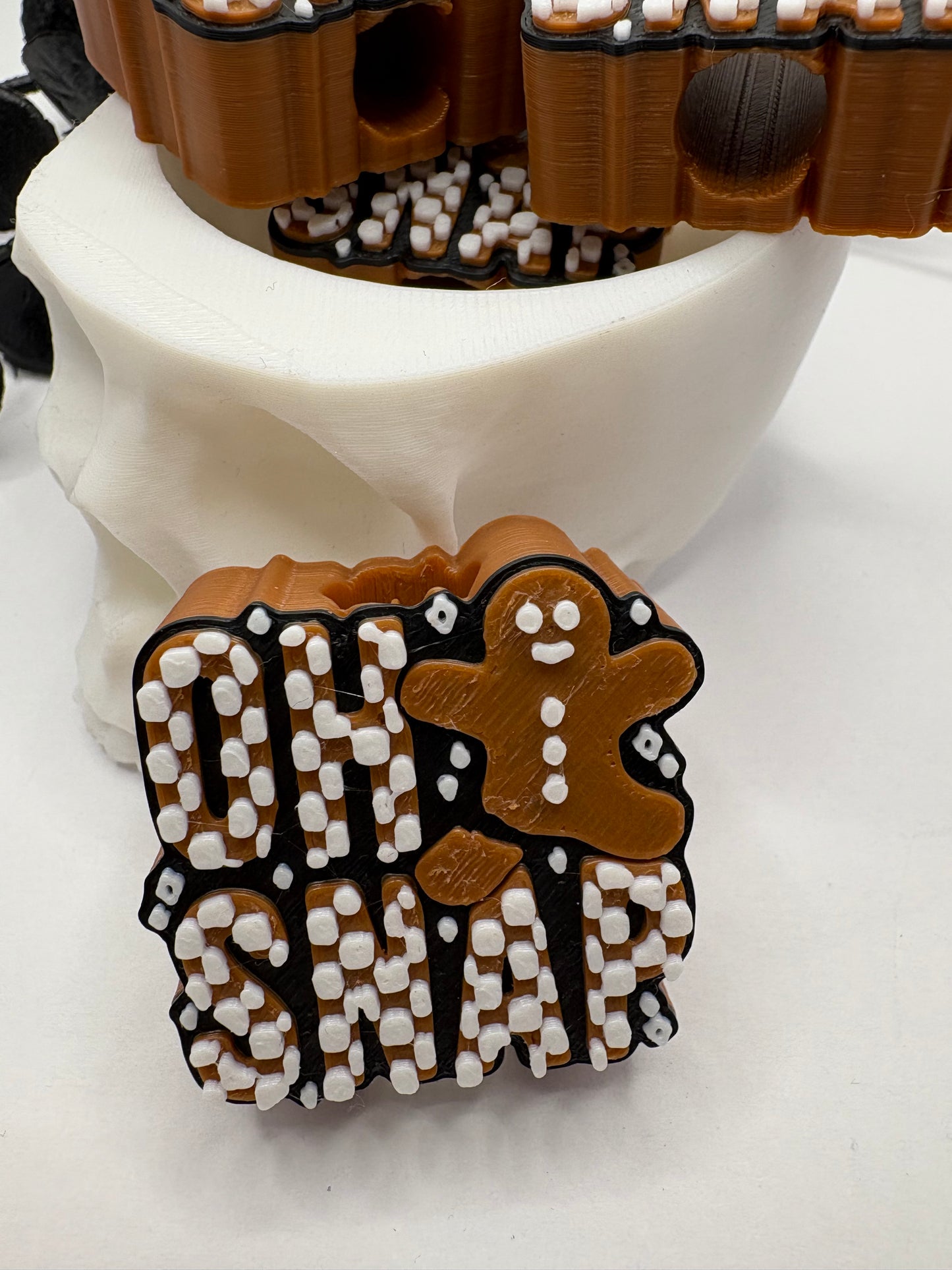 Gingerbread Straw topper beads, straw accessory, bead supplies, keychain beads, big bead, single side printed 36mm