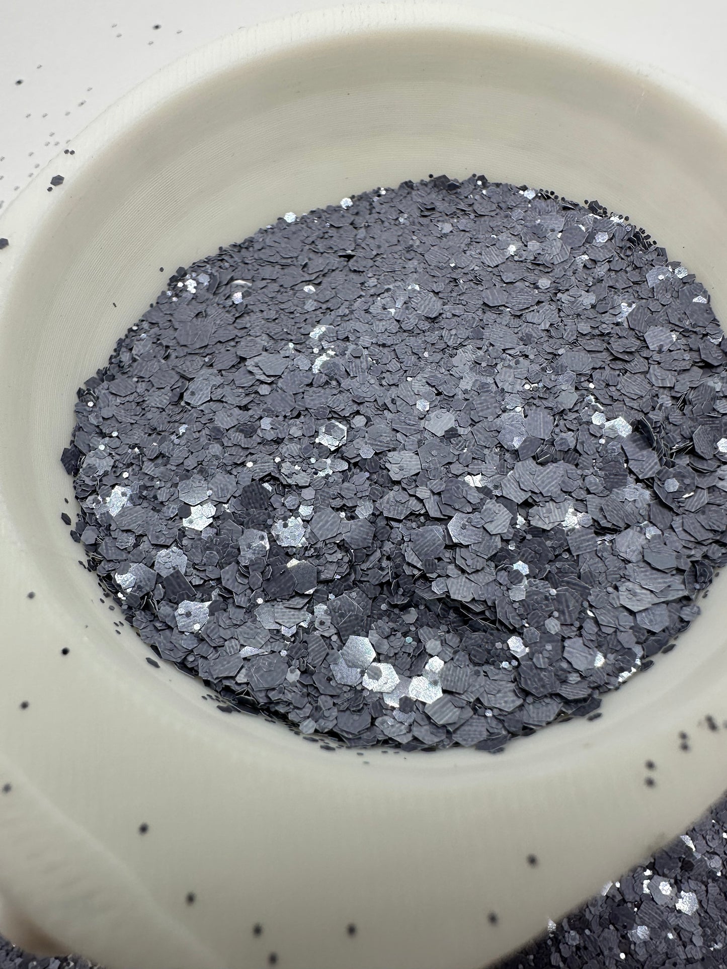 Macaron Grey: Gloss chunky sequins glitter mix, colored glitter, gloss mix glitter hexagon chunky, resin glitter, crafting