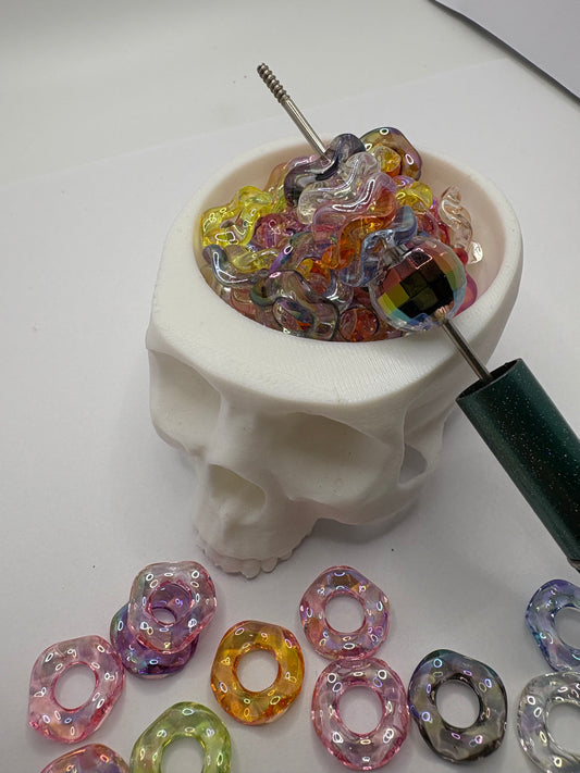 Acrylic Iridescent mix Wavy spacer, 16mm beads for pens, beading supplies, beading, 10pc bag