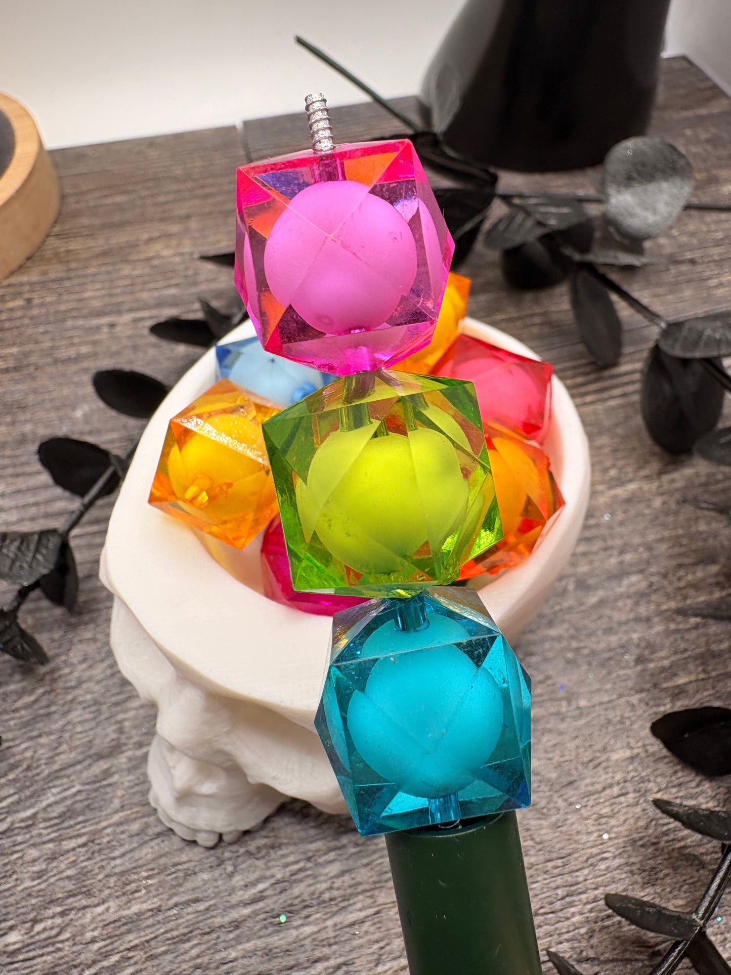 Big Hexagon Acrylic Beads: 20mm Double Hex Bubblegum Beads Multicolor