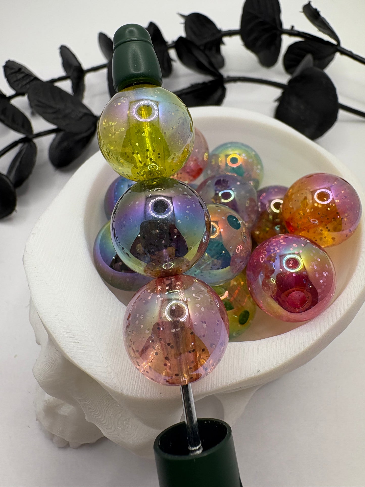 Transparent Glitter mix bubblegum bead, acrylic 15.5mm beads for pens, beading supplies, acrylic beads