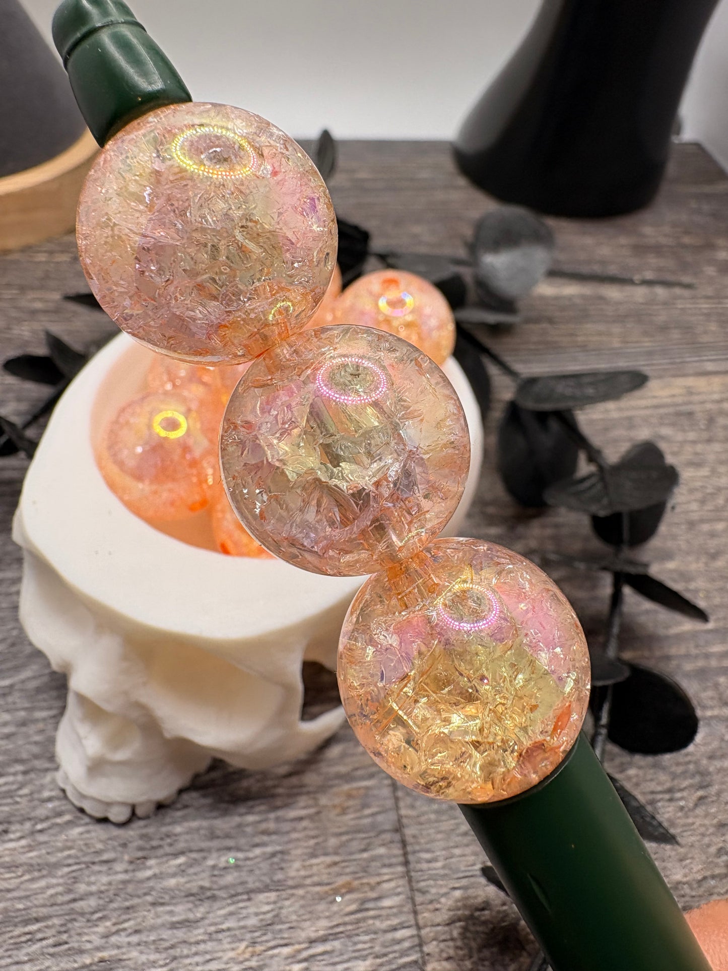 Peach Crackle Acrylic Beads: 20mm, 10pc