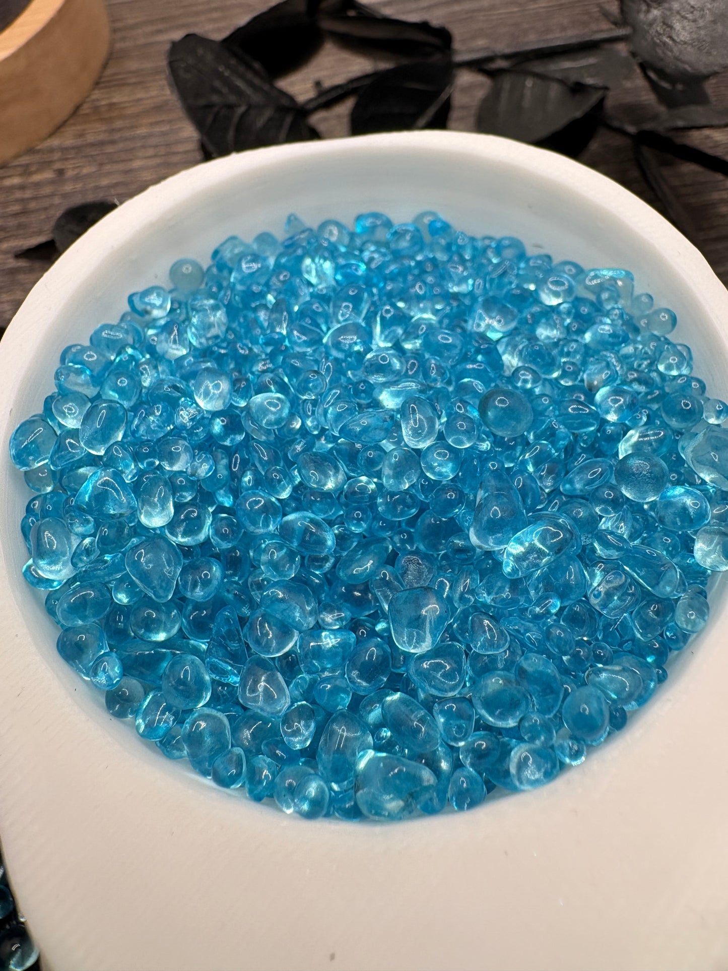 Freeform Glass Bead Filler: No Hole, Blue Transparent 1oz Wt.