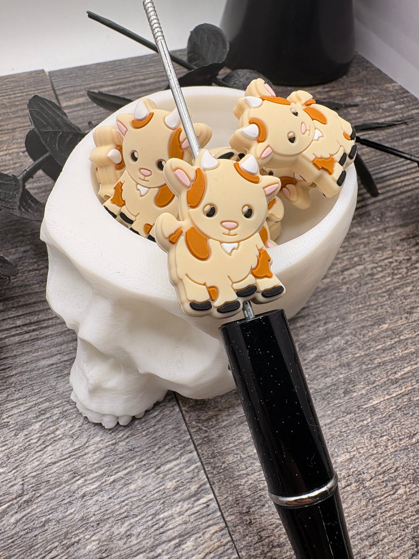 Goat farm animal, Silicone focal, silicone bead for pens, crafting beads, supply focal, 29mm 1pc