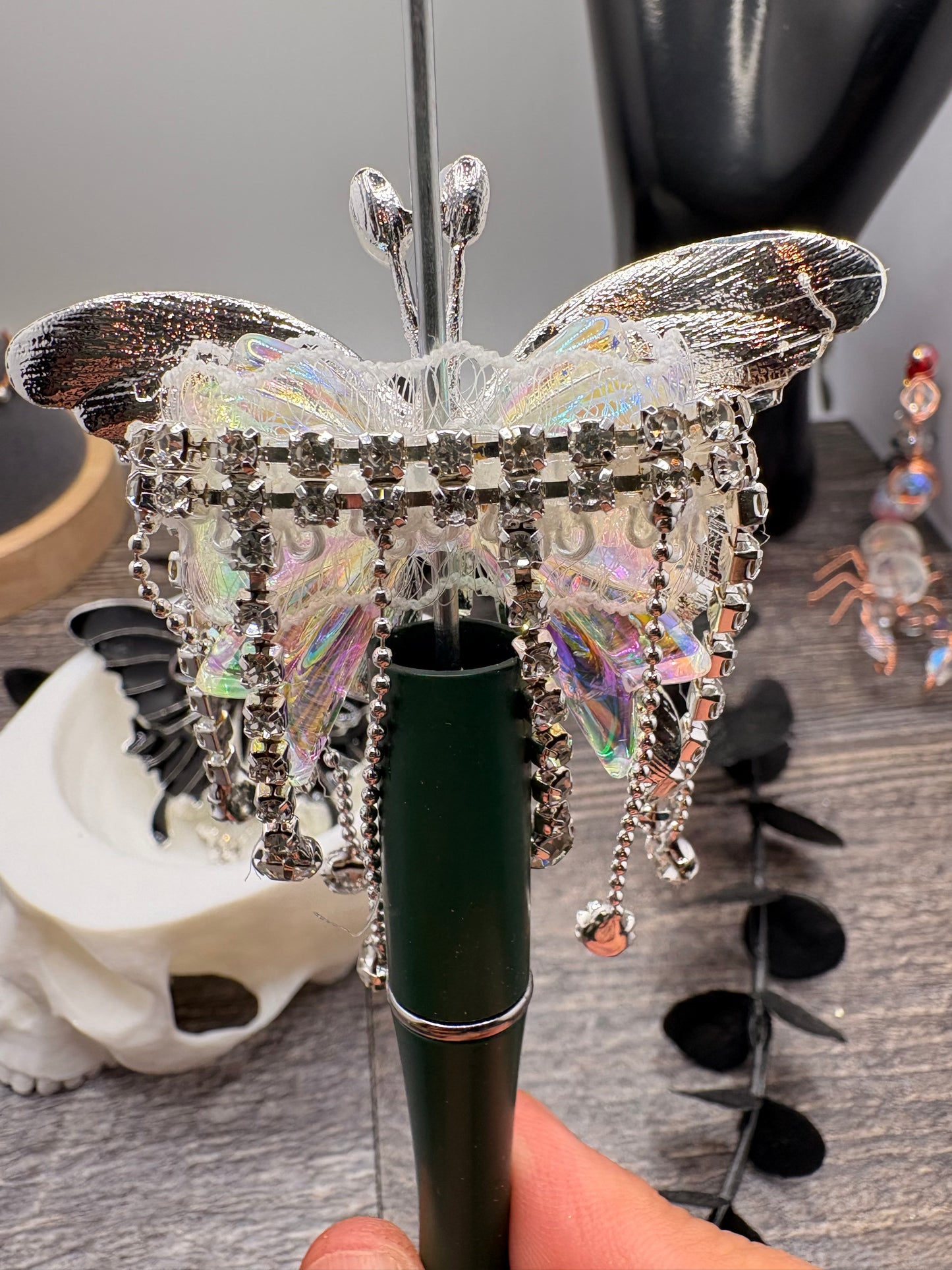 Big Butterfly Bling Focal Bead, 1pc Dangle bead 43mmx62.5mm