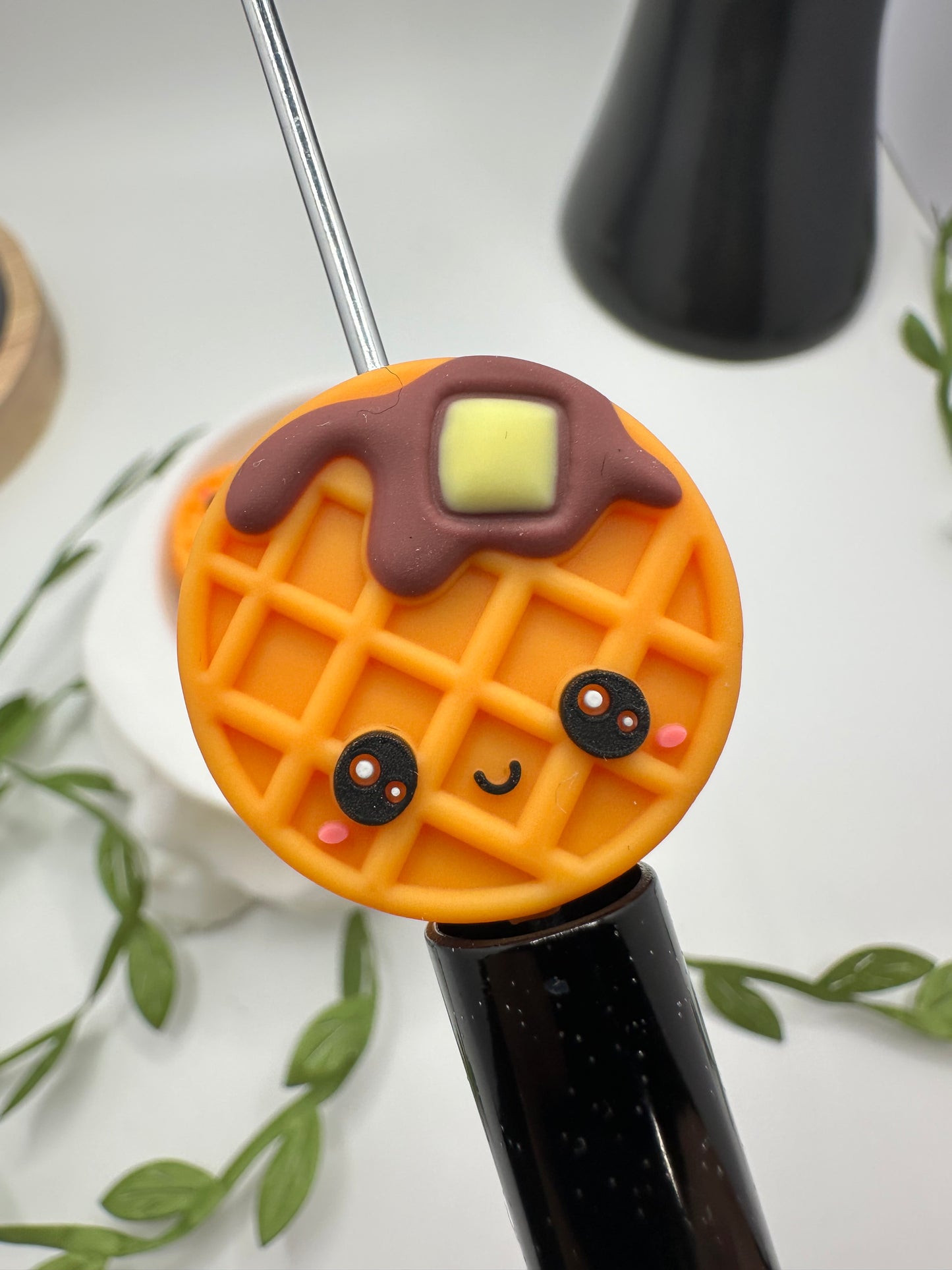 Cute Waffles focal bead, silicone bead, silicone bead for pens, crafting beads, supplies, focal, silicone supply bead 27mm