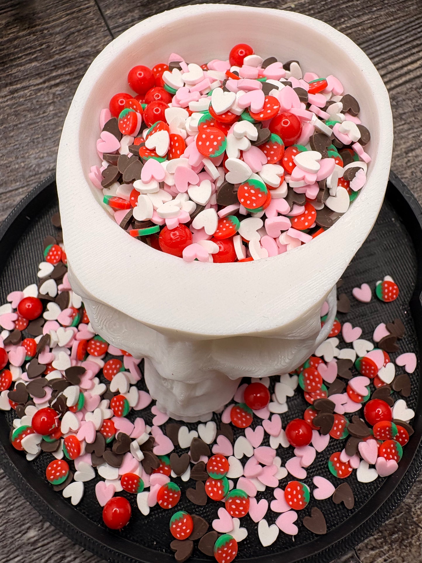 Choc. Strawberry Filler: Mixed Media clay filler, resin accents, cute shaker fillers, crafting additives 1oz Wt