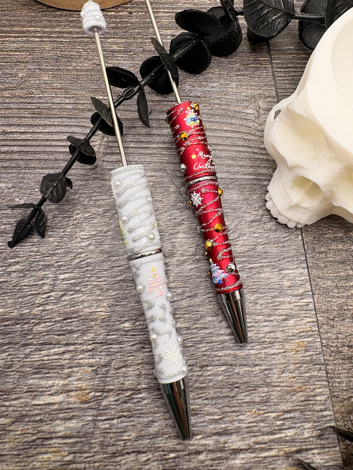 Christmas Bling Pen blank: Beadable black ink, pen for beading crafts
