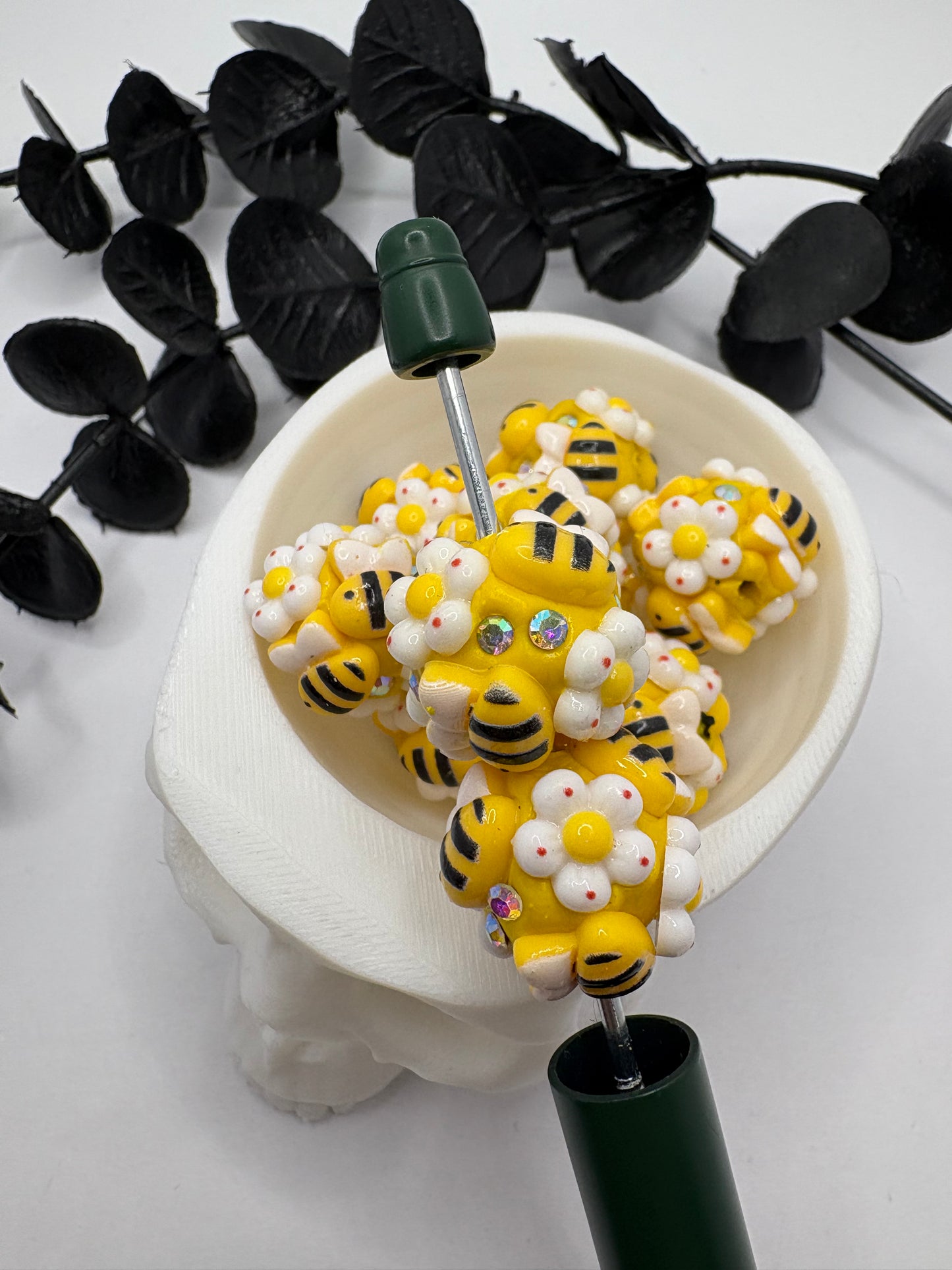 Bee fancy rhinestone Beads, 16.5mm beads for pens, beading supplies, beading, 2pc