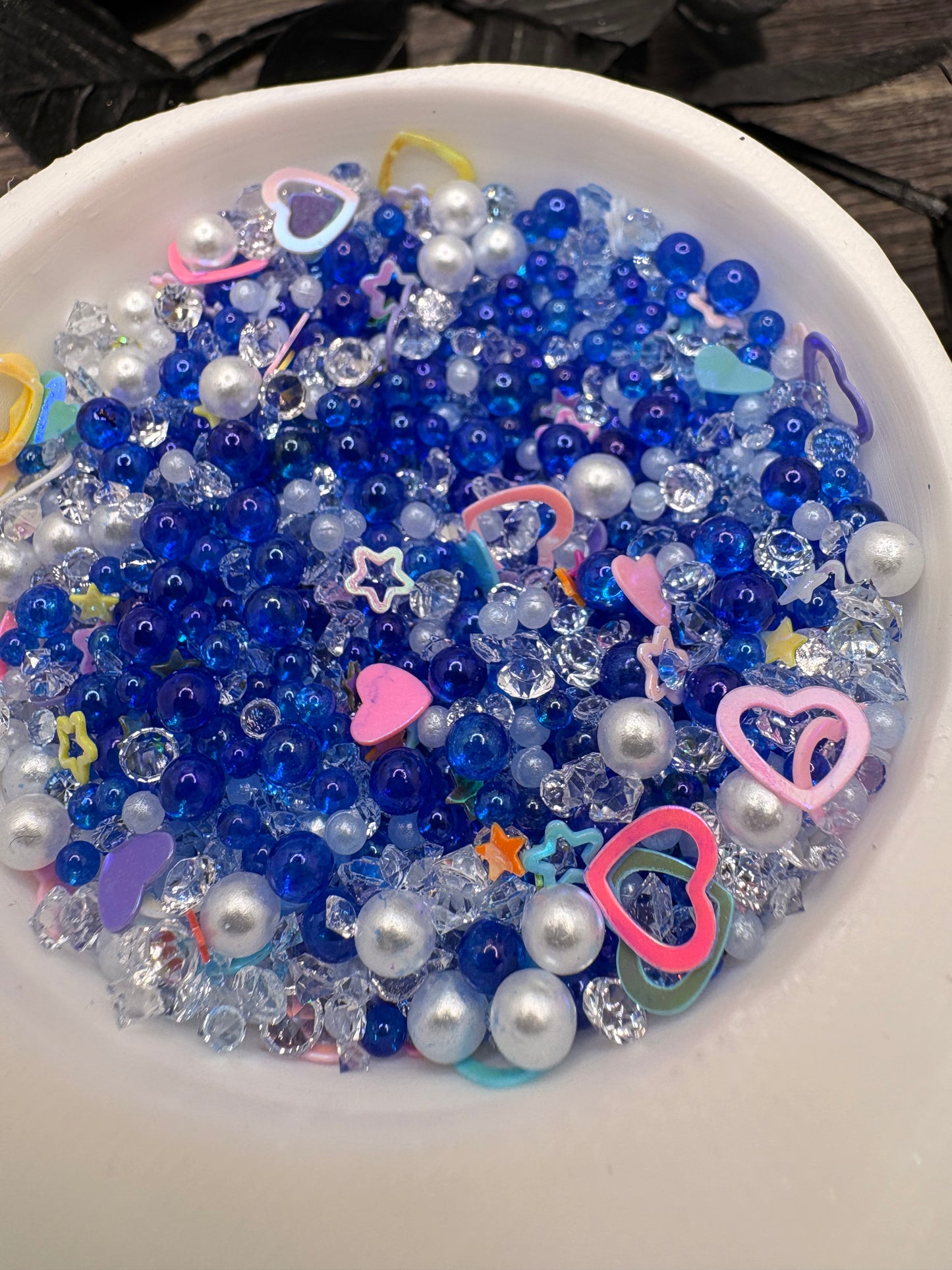 Chaotic Blues Dyed Filler: Mixed Media filler, resin accents, cute shaker fillers, crafting additives 1oz Wt