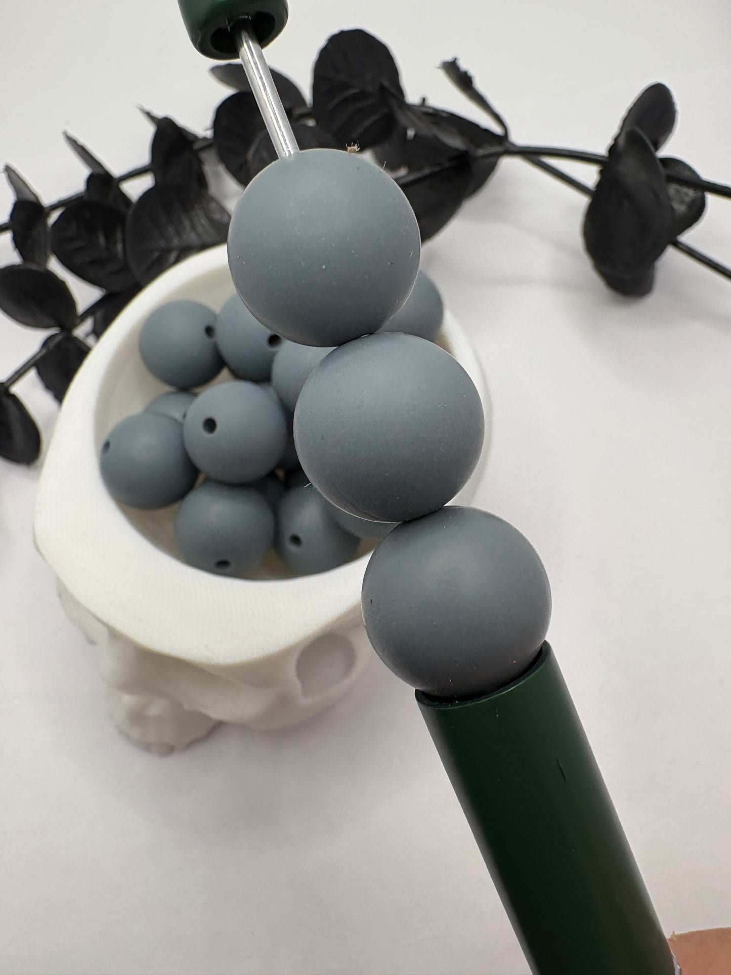 Silicone Sniper Grey bead, 15mm beads for pens, beading supplies, beading, pvc silicone beads